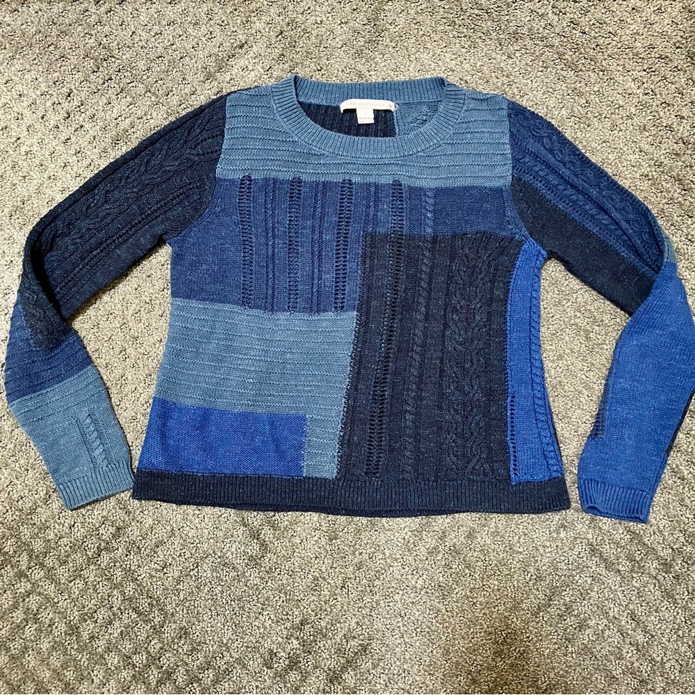 Diane Von Furstenberg Blue Patchwork Sweater